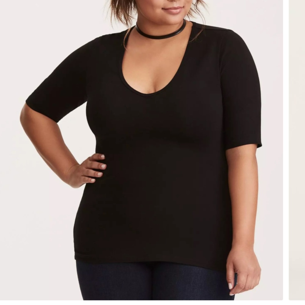 Torrid Foxy Deep V Tee - Black - 3X